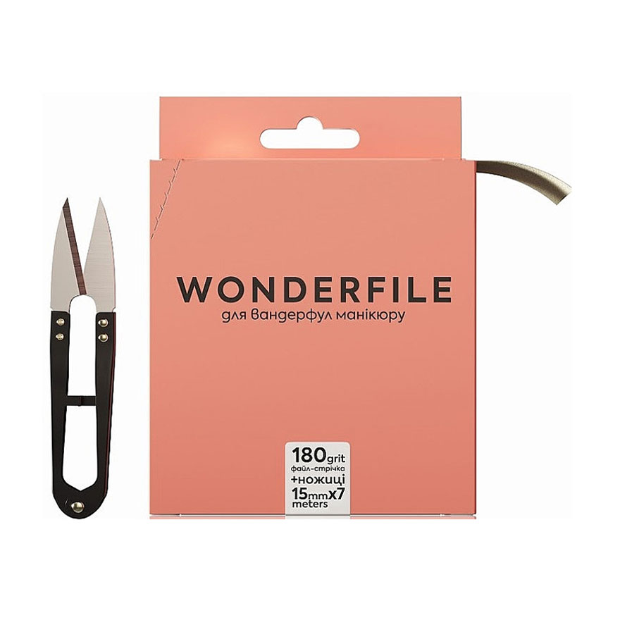 Файл-стрічка для пилки Wonderfile 130*15 мм, 180 грит, з ножицями, 7 м (WFGN130/180)
